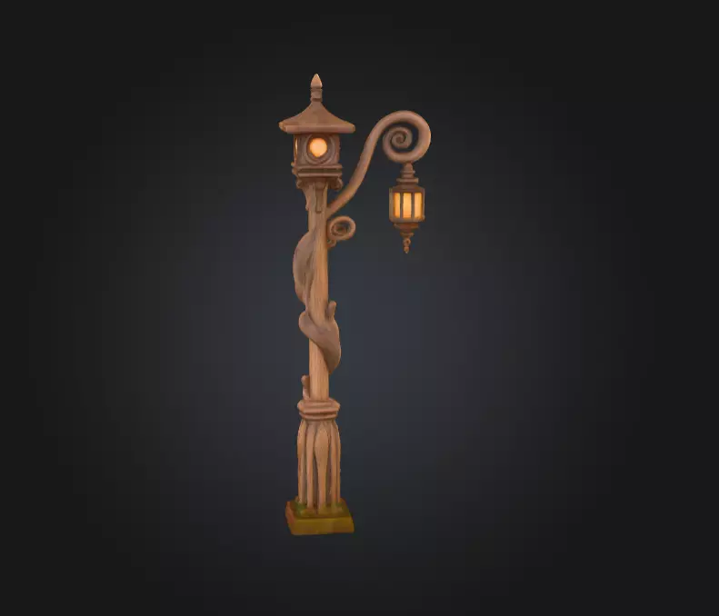 Enchanted Lantern Post Low-poly 3D model_4