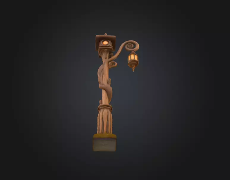 Enchanted Lantern Post Low-poly 3D model_9