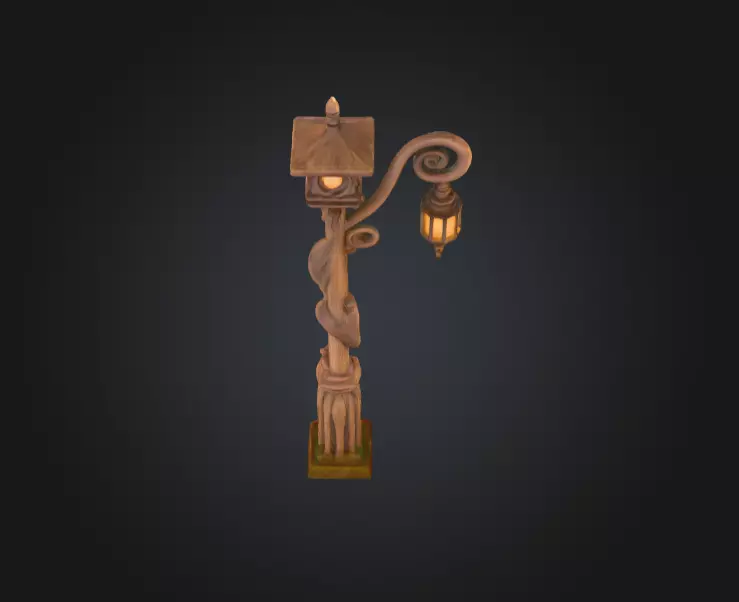 Enchanted Lantern Post Low-poly 3D model_6