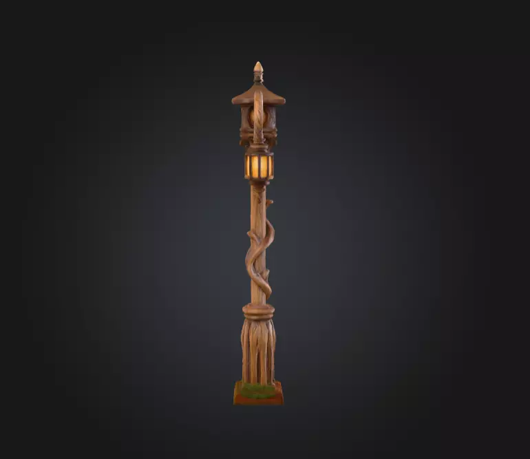 Enchanted Lantern Post Low-poly 3D model_2