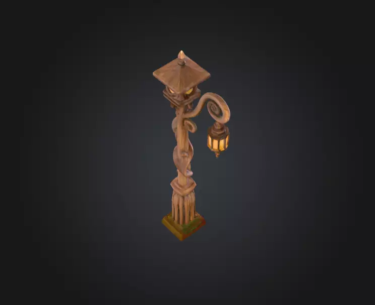 Enchanted Lantern Post Low-poly 3D model_7