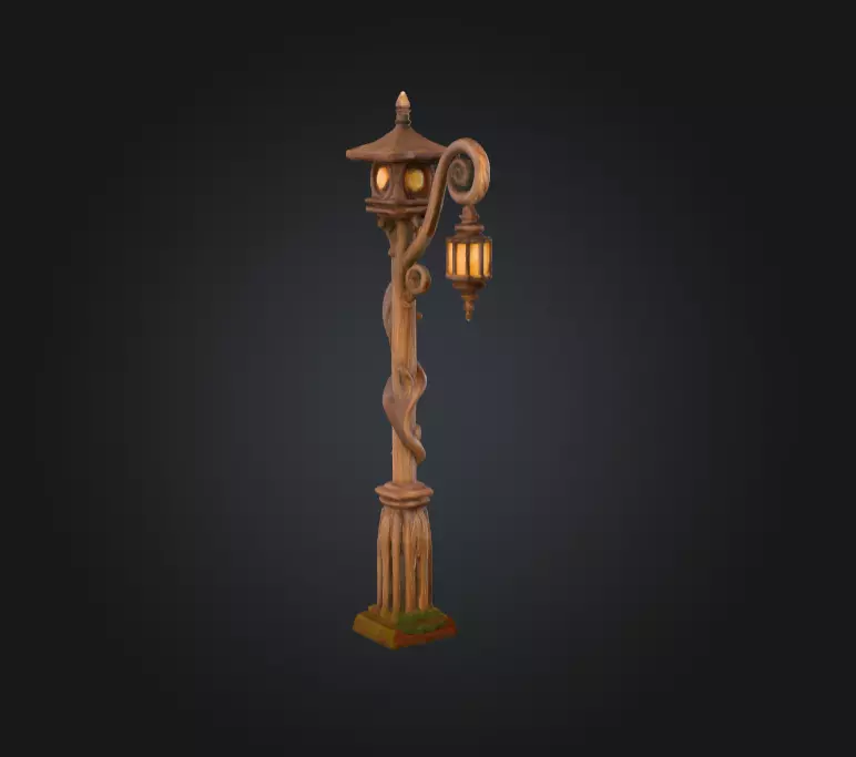 Enchanted Lantern Post Low-poly 3D model_3