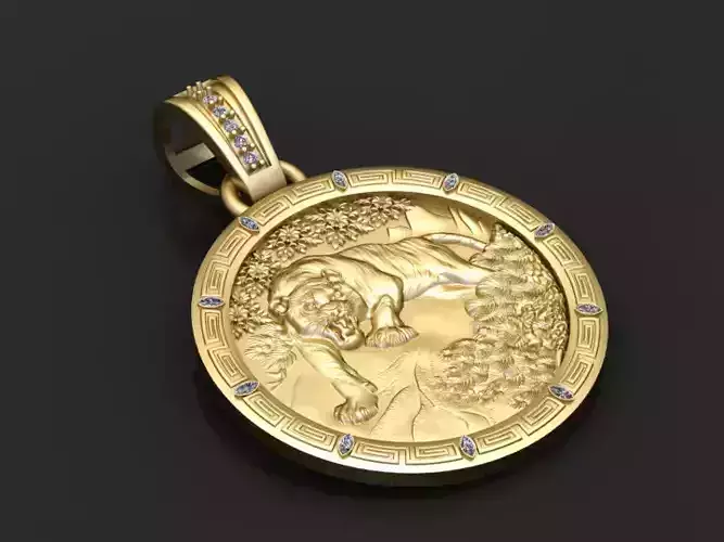 Majestic Tiger Medallion Pendant   