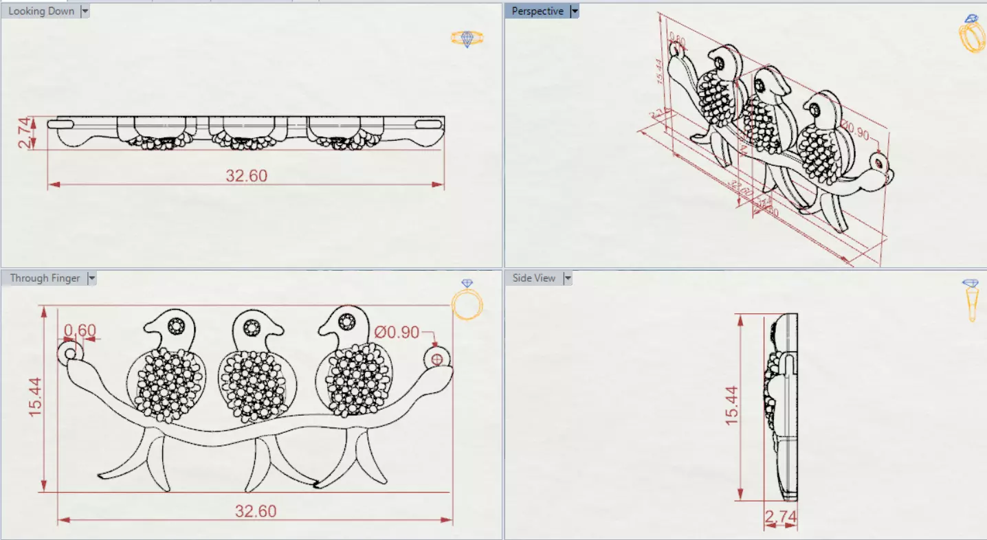 Bird Design Jewelry stl 3dm Pendant Model jp0030 3D print model_19