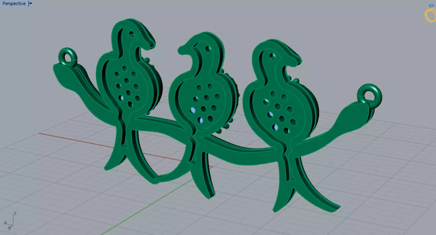 Bird Design Jewelry stl 3dm Pendant Model jp0030 3D print model_10