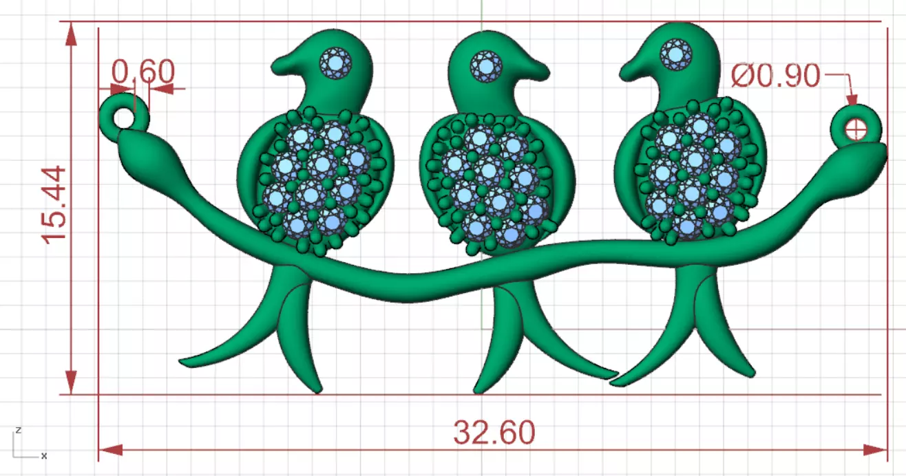 Bird Design Jewelry stl 3dm Pendant Model jp0030 3D print model_21