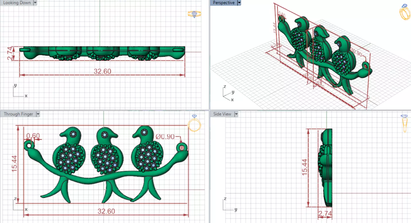 Bird Design Jewelry stl 3dm Pendant Model jp0030 3D print model_17