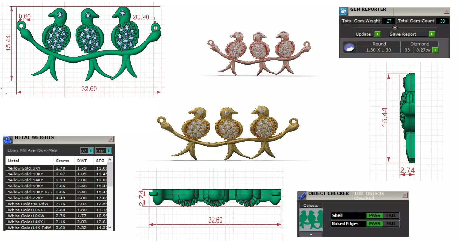 Bird Design Jewelry stl 3dm Pendant Model jp0030 3D print model_0