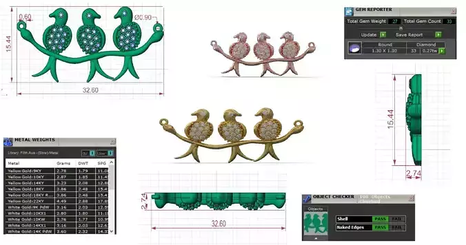 Bird Design Jewelry stl 3dm Pendant Model jp0030 3D print model