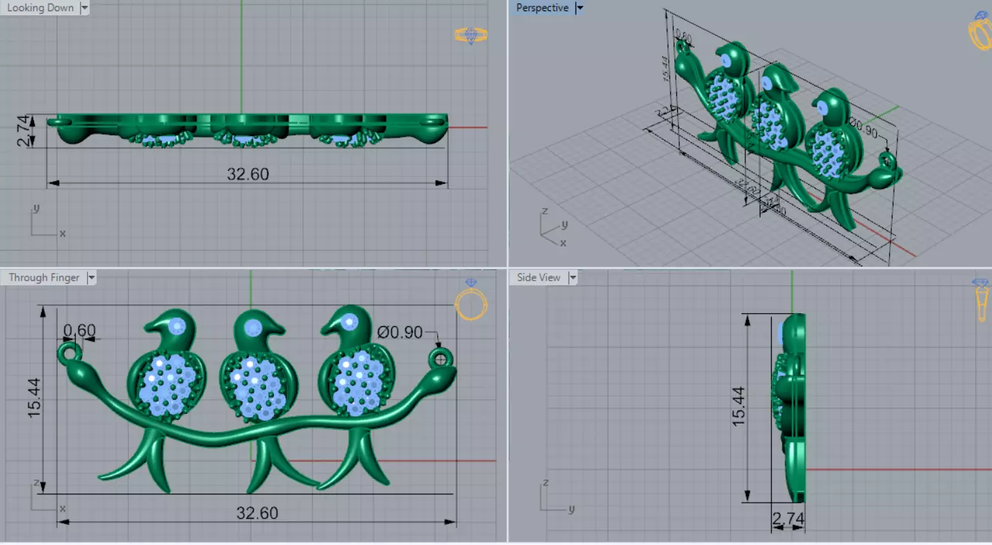 Bird Design Jewelry stl 3dm Pendant Model jp0030 3D print model_8