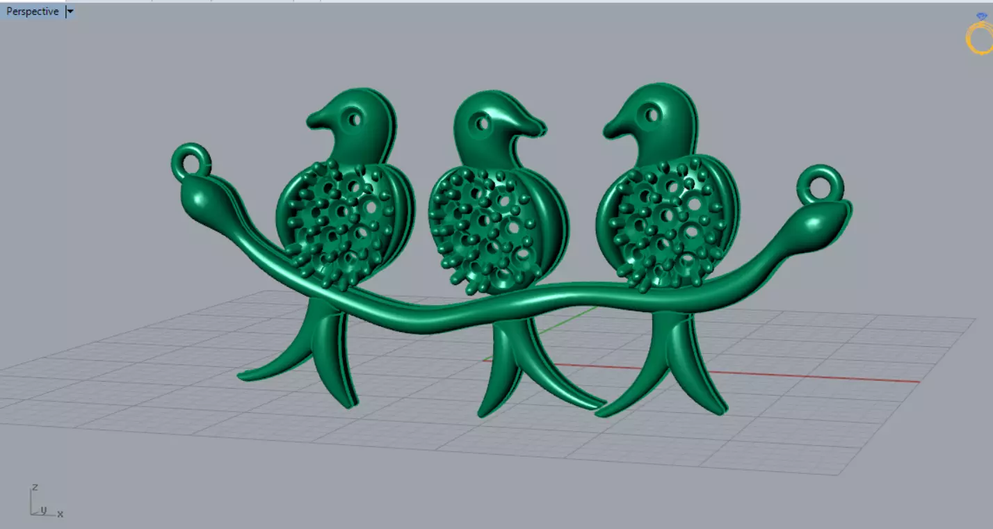 Bird Design Jewelry stl 3dm Pendant Model jp0030 3D print model_6
