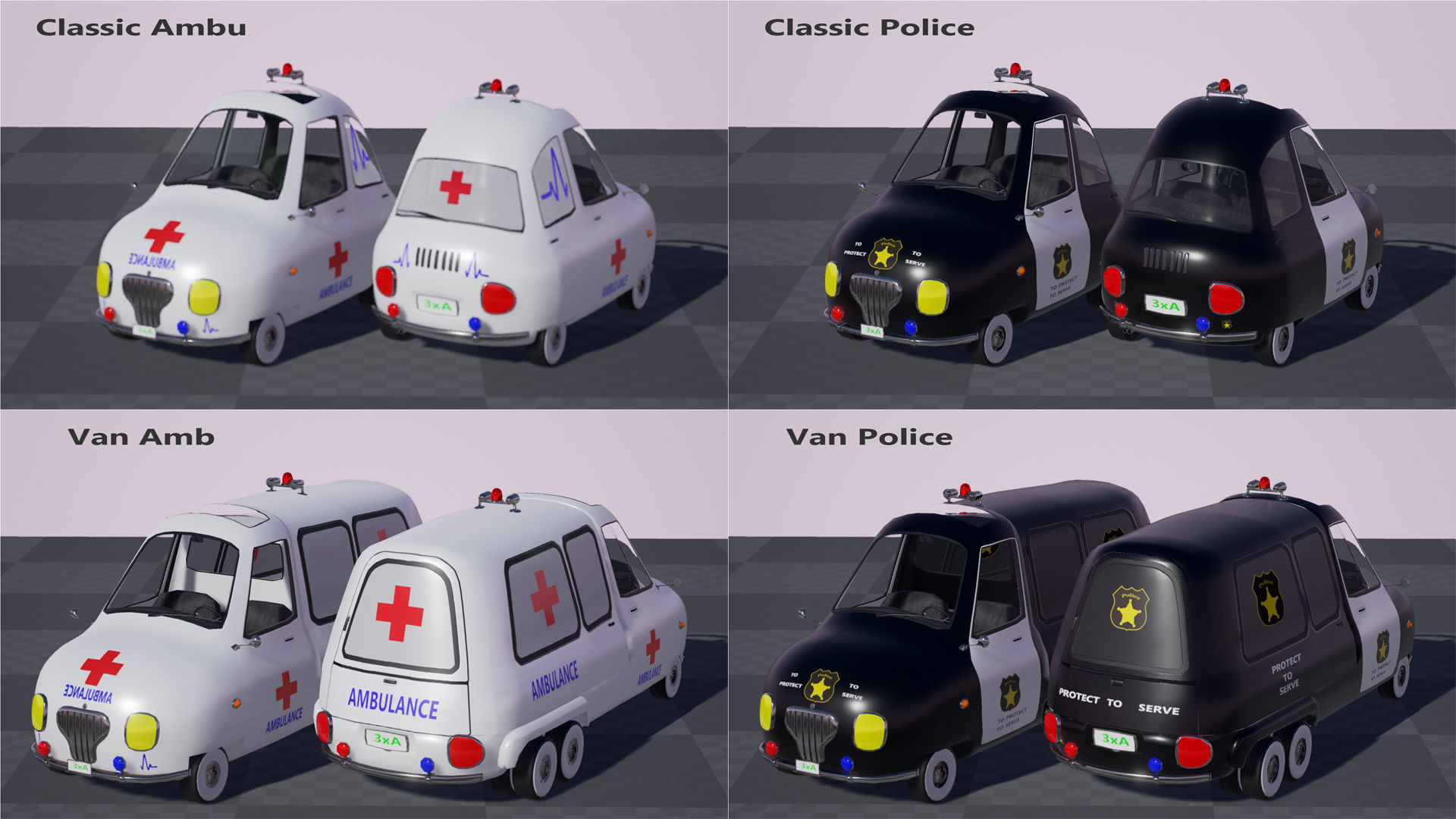 Toon Vehicle kit  Low-poly 3D model_4