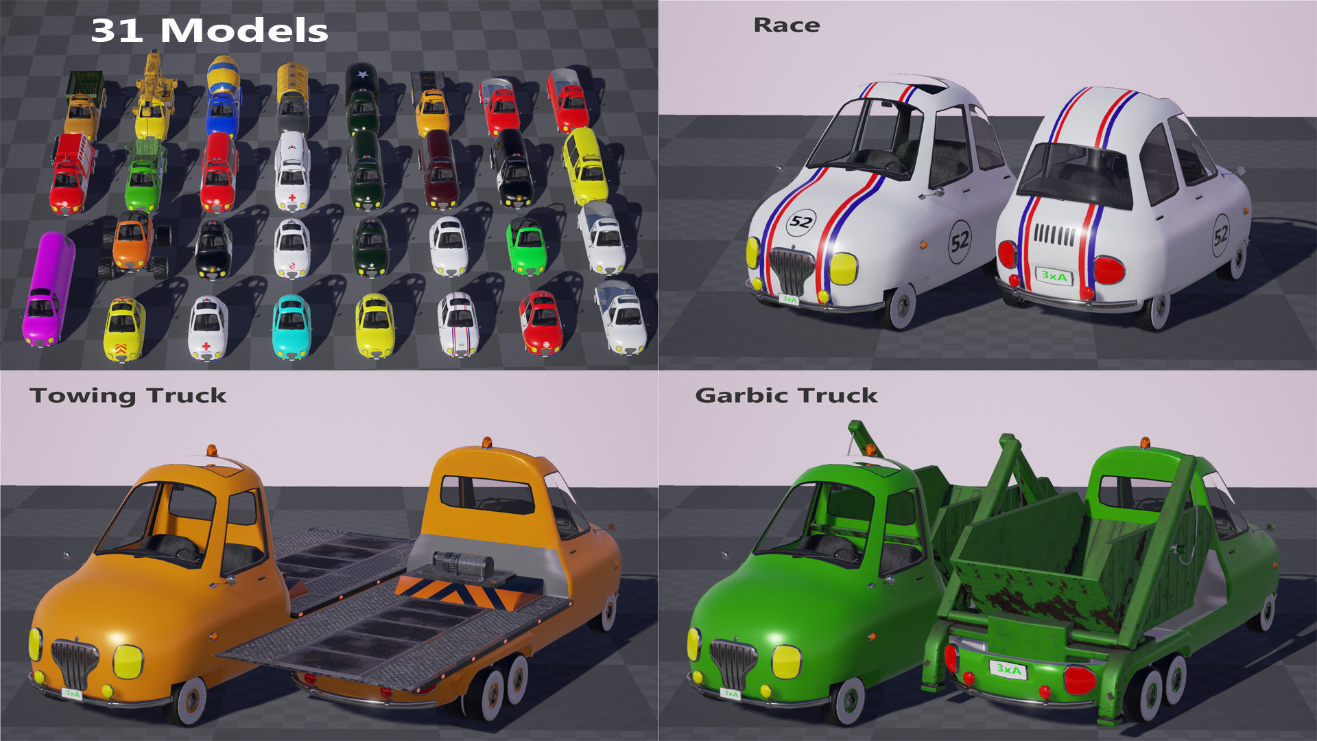 Toon Vehicle kit  Low-poly 3D model_1