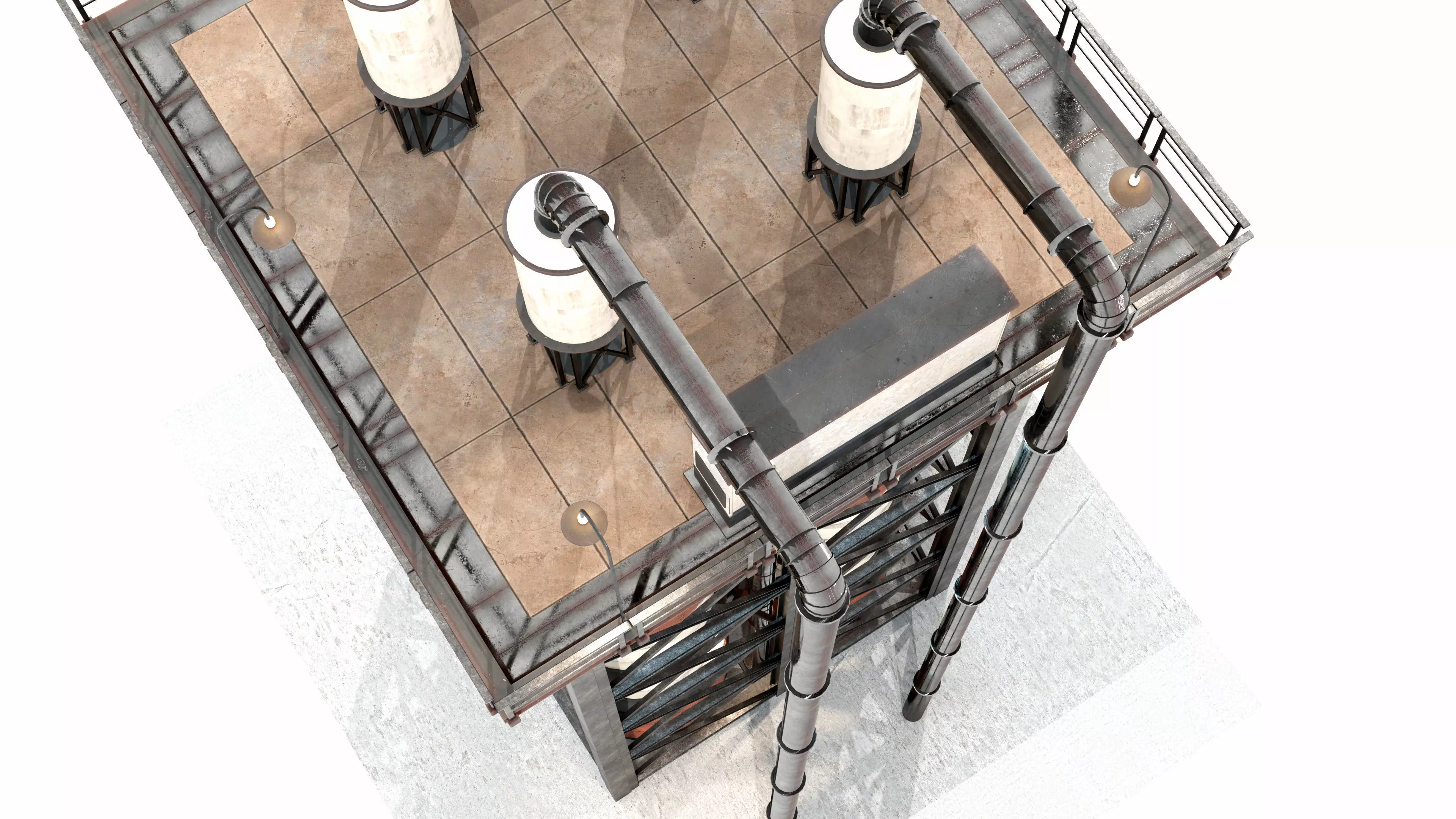 Industrial Distillation Processing Tower High Detail 3D Model 3D model_5