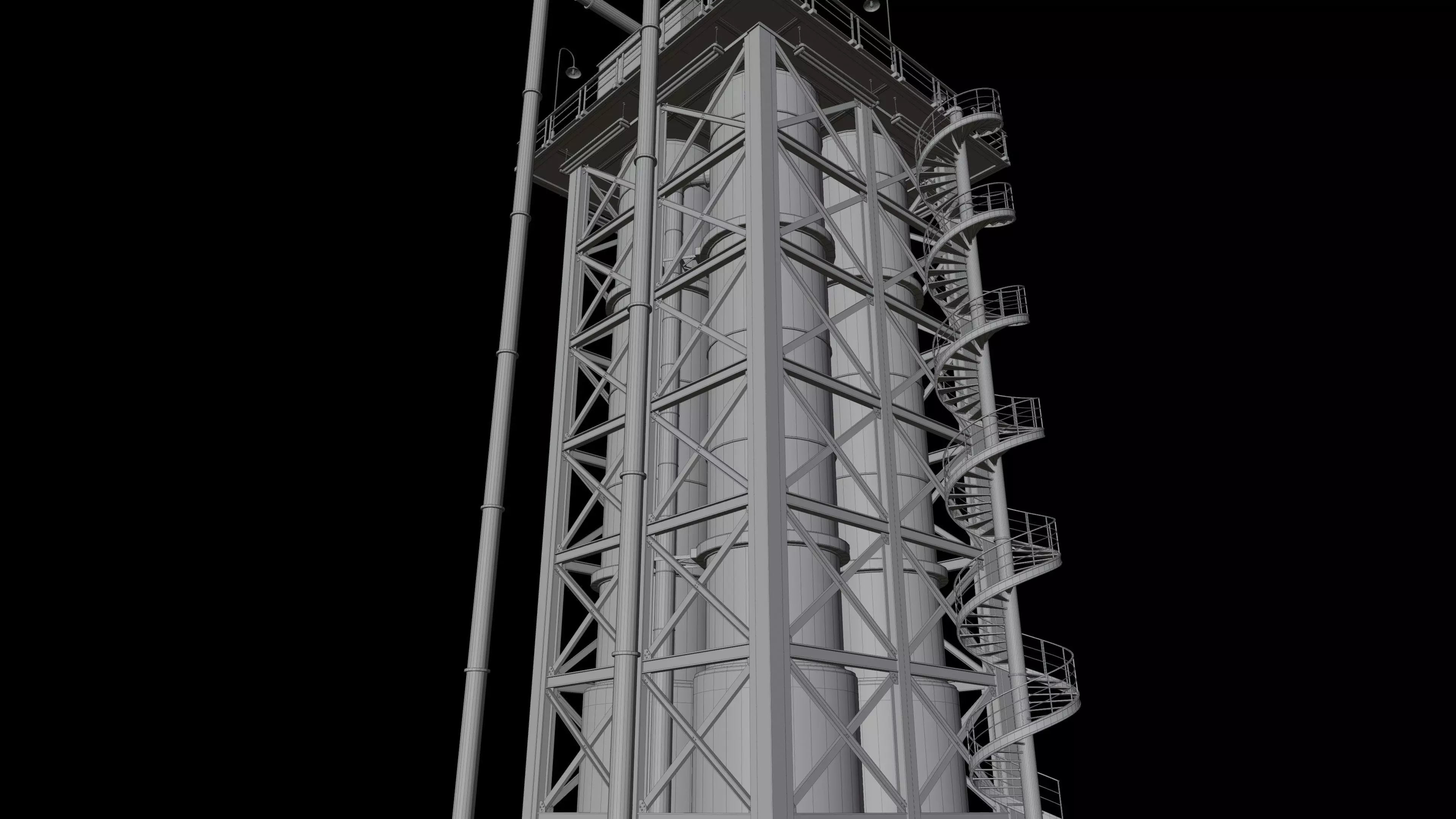 Industrial Distillation Processing Tower High Detail 3D Model 3D model_11
