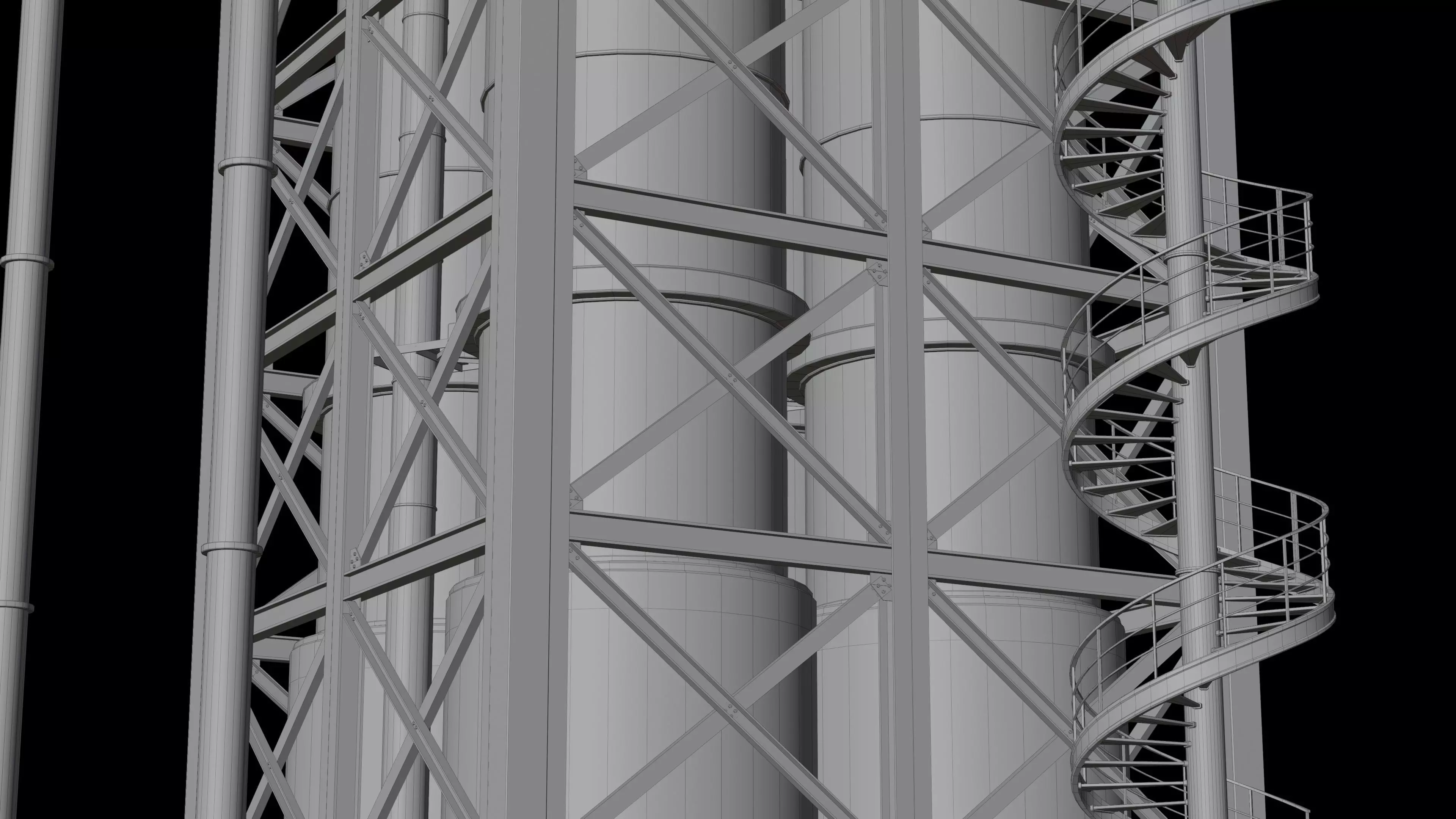 Industrial Distillation Processing Tower High Detail 3D Model 3D model_16