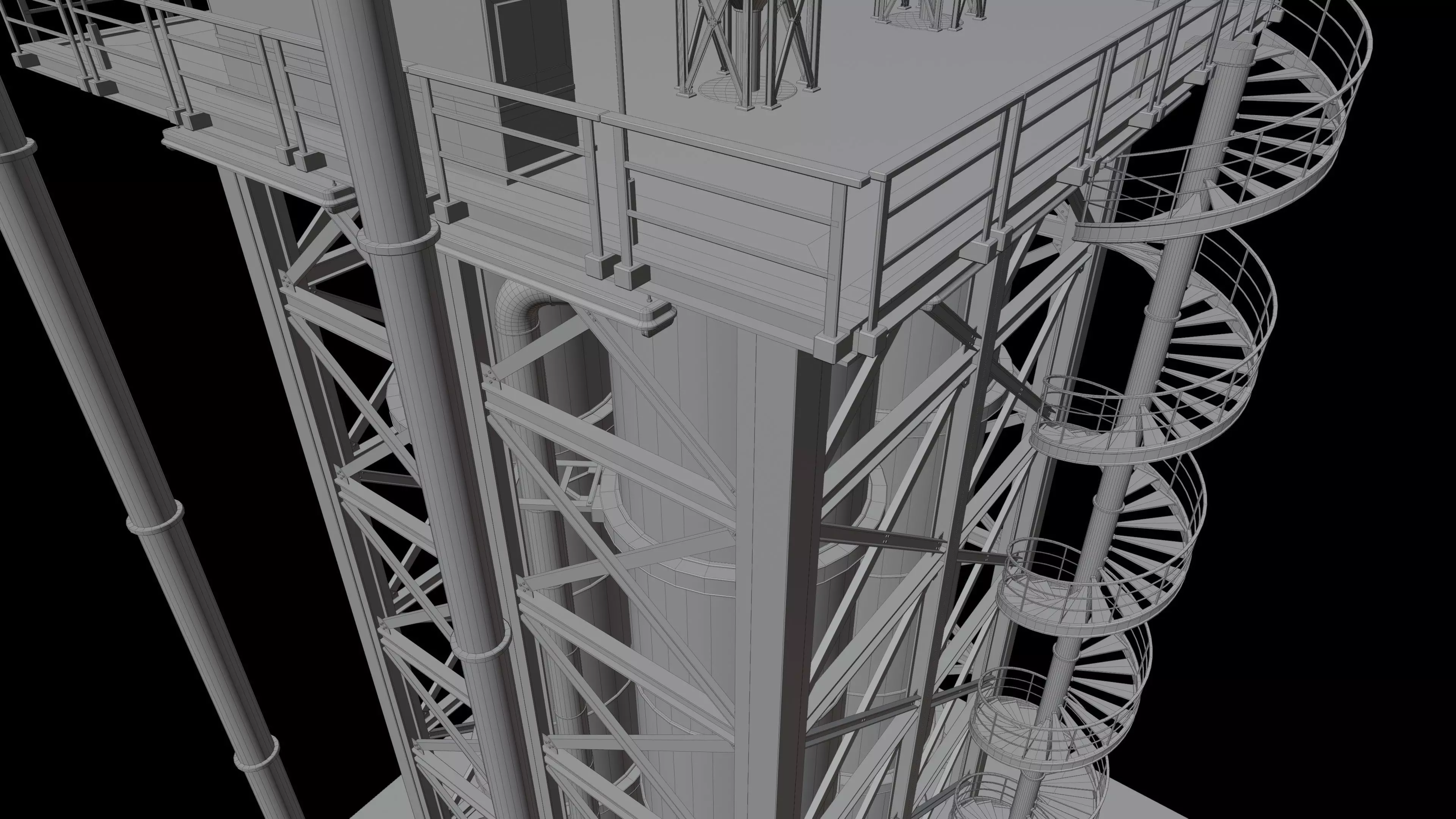 Industrial Distillation Processing Tower High Detail 3D Model 3D model_19
