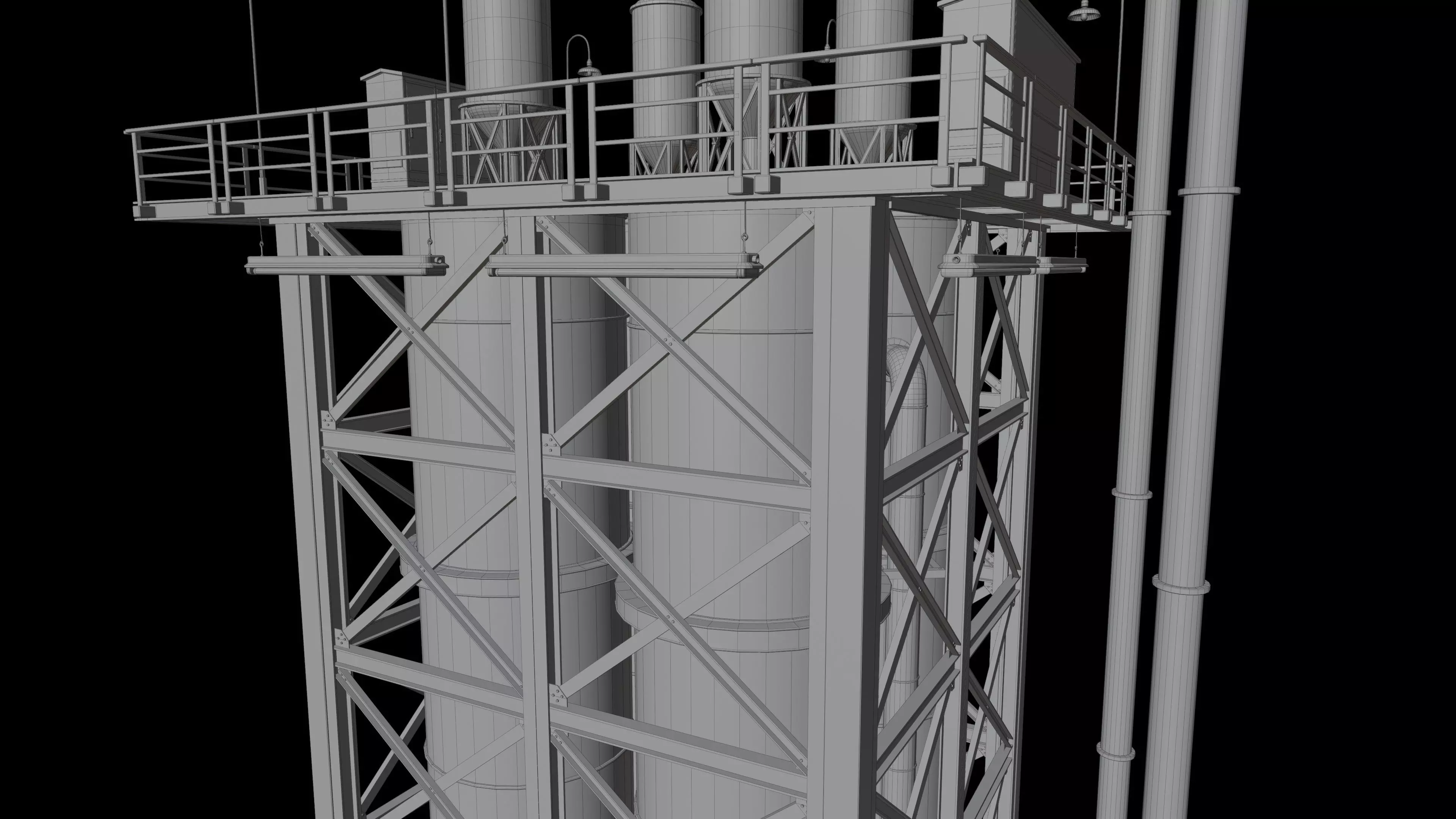 Industrial Distillation Processing Tower High Detail 3D Model 3D model_14