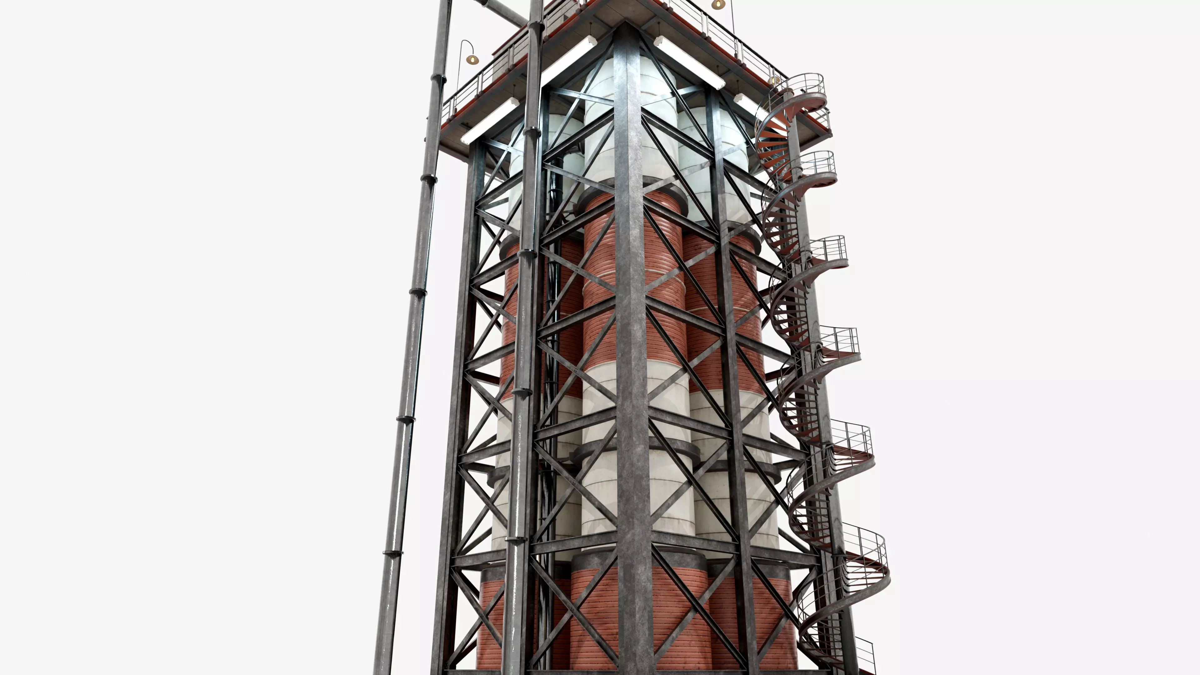 Industrial Distillation Processing Tower High Detail 3D Model 3D model_1
