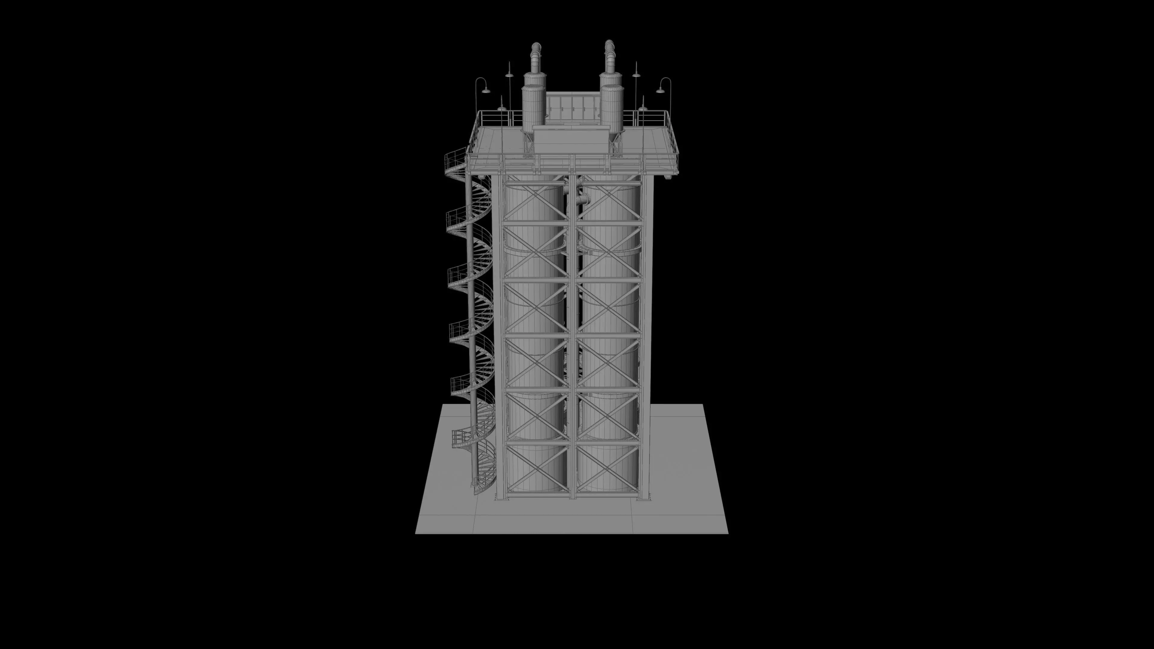Industrial Distillation Processing Tower High Detail 3D Model 3D model_10