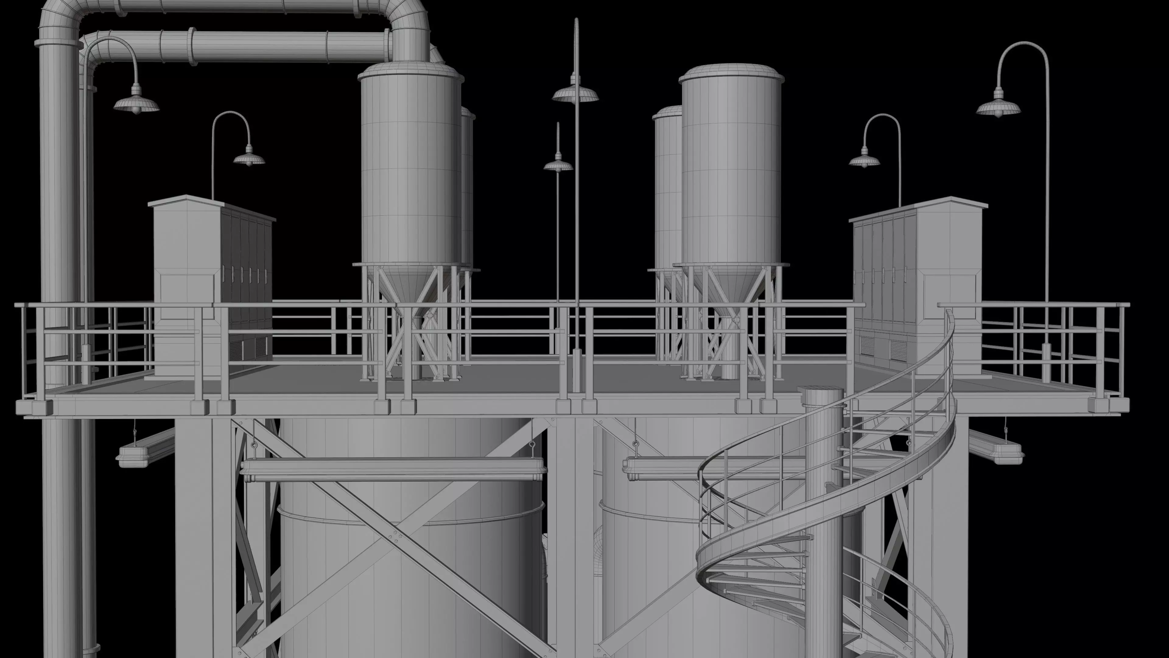 Industrial Distillation Processing Tower High Detail 3D Model 3D model_17