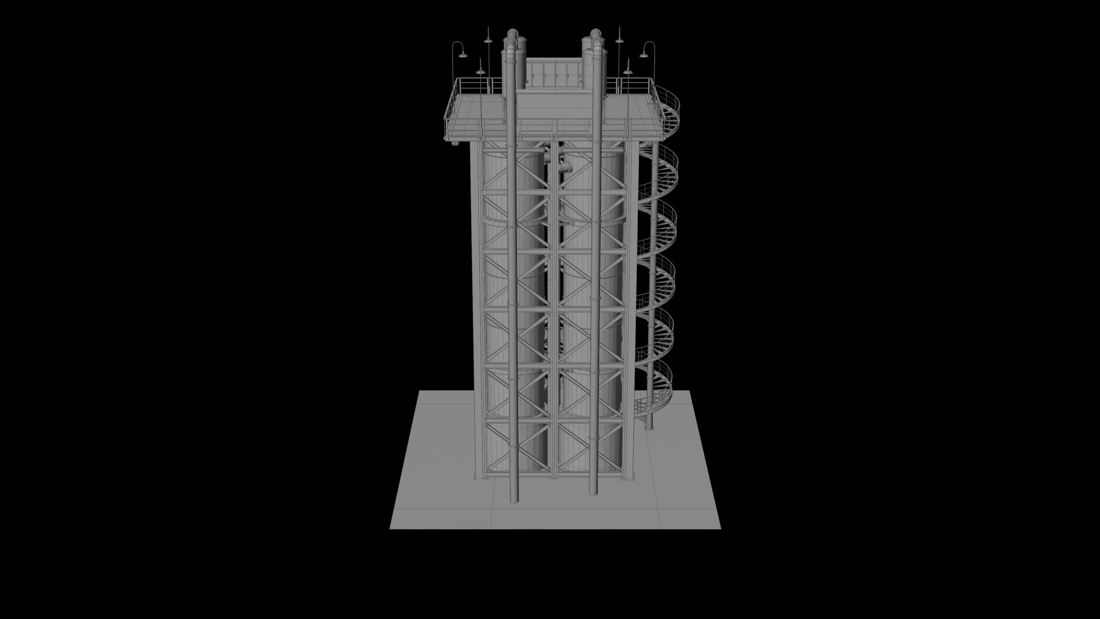 Industrial Distillation Processing Tower High Detail 3D Model 3D model_9