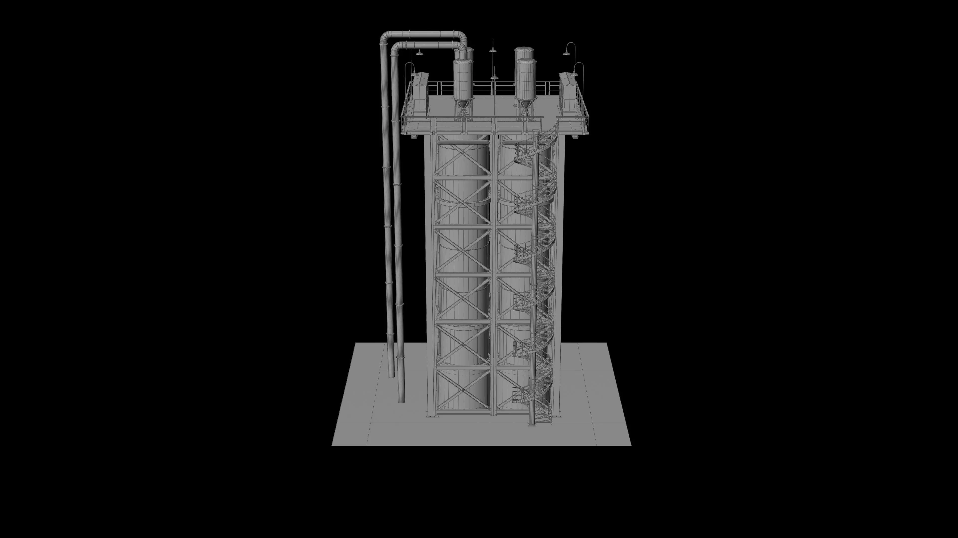 Industrial Distillation Processing Tower High Detail 3D Model 3D model_13