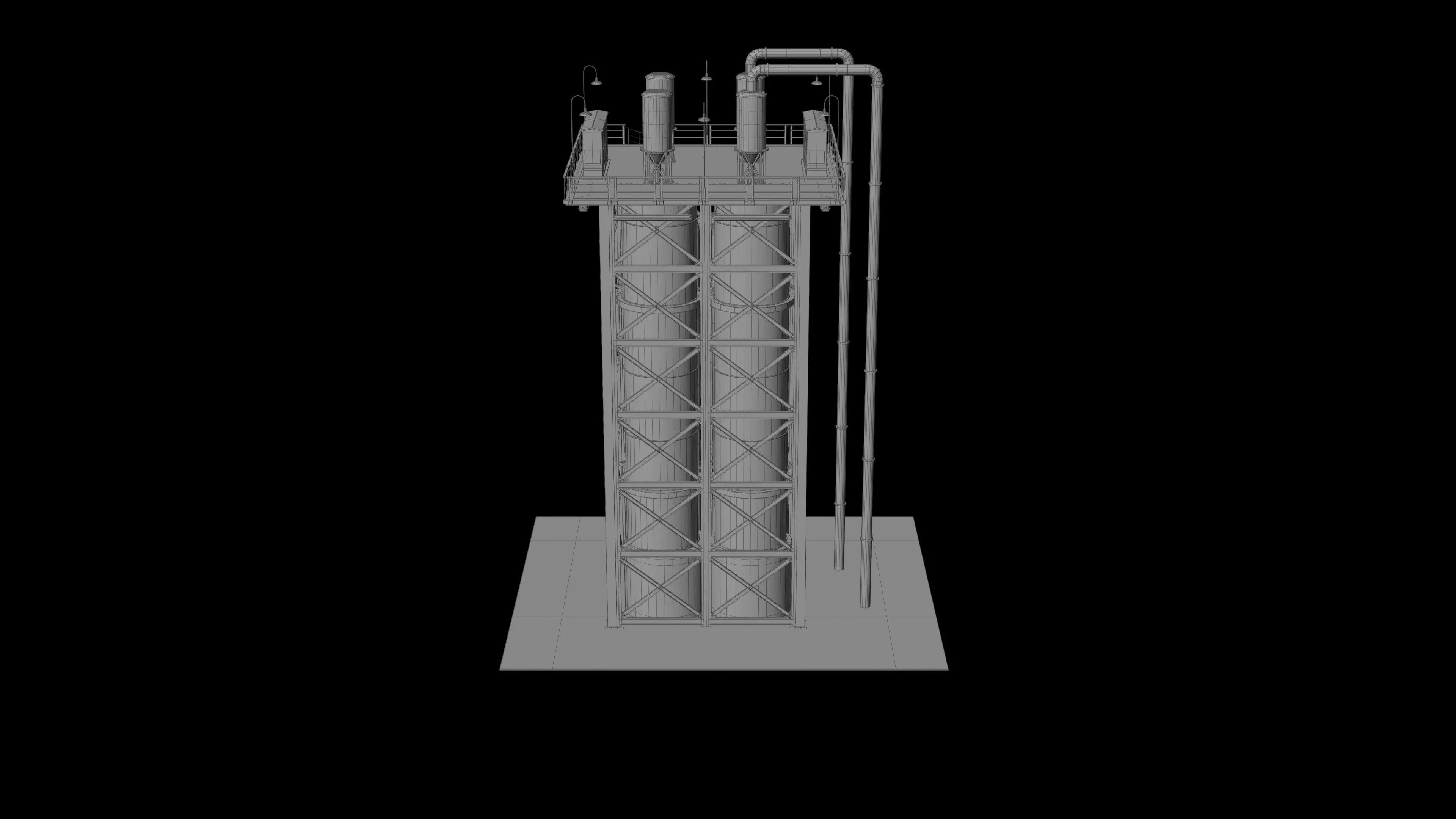 Industrial Distillation Processing Tower High Detail 3D Model 3D model_12