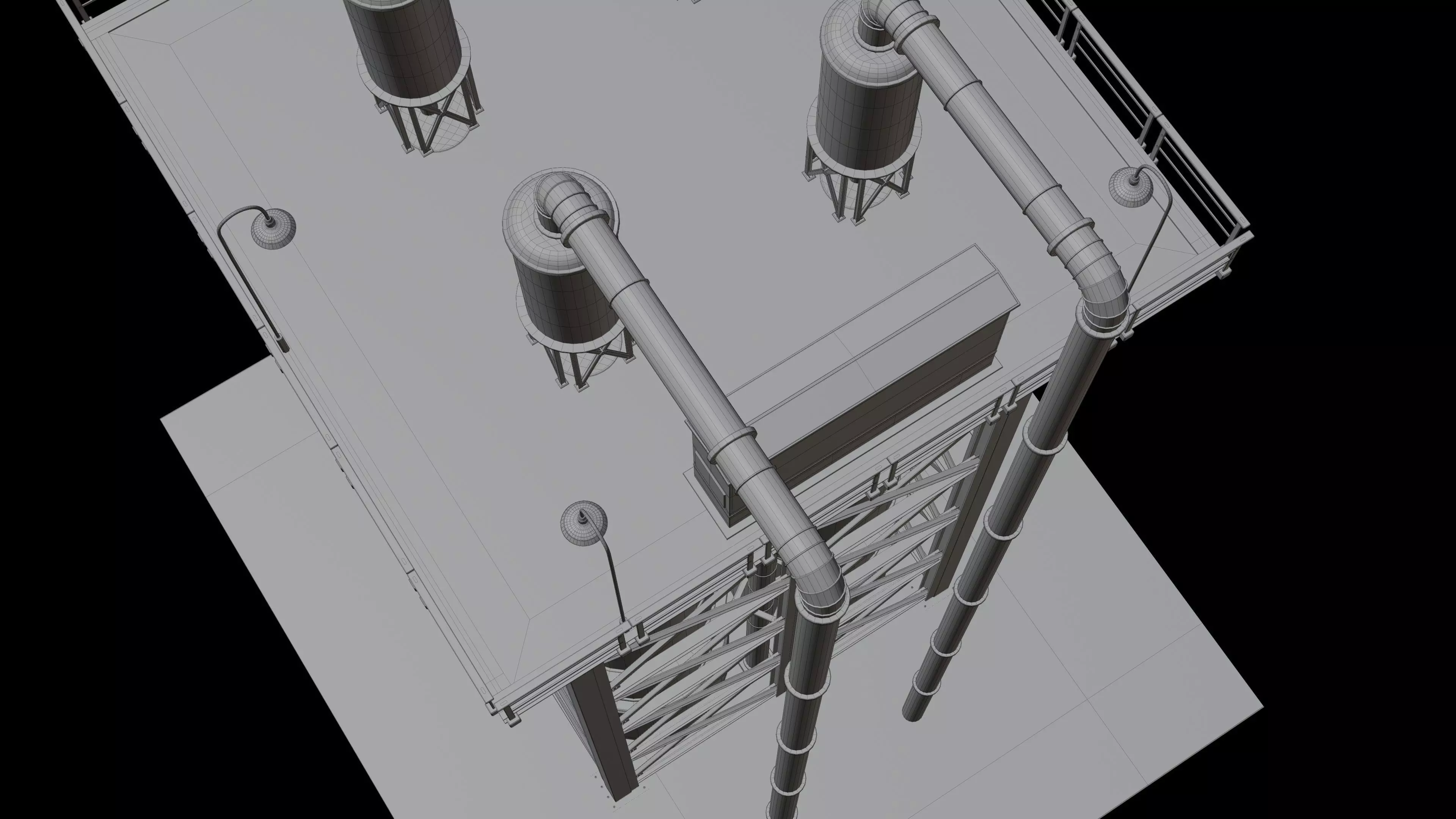 Industrial Distillation Processing Tower High Detail 3D Model 3D model_15
