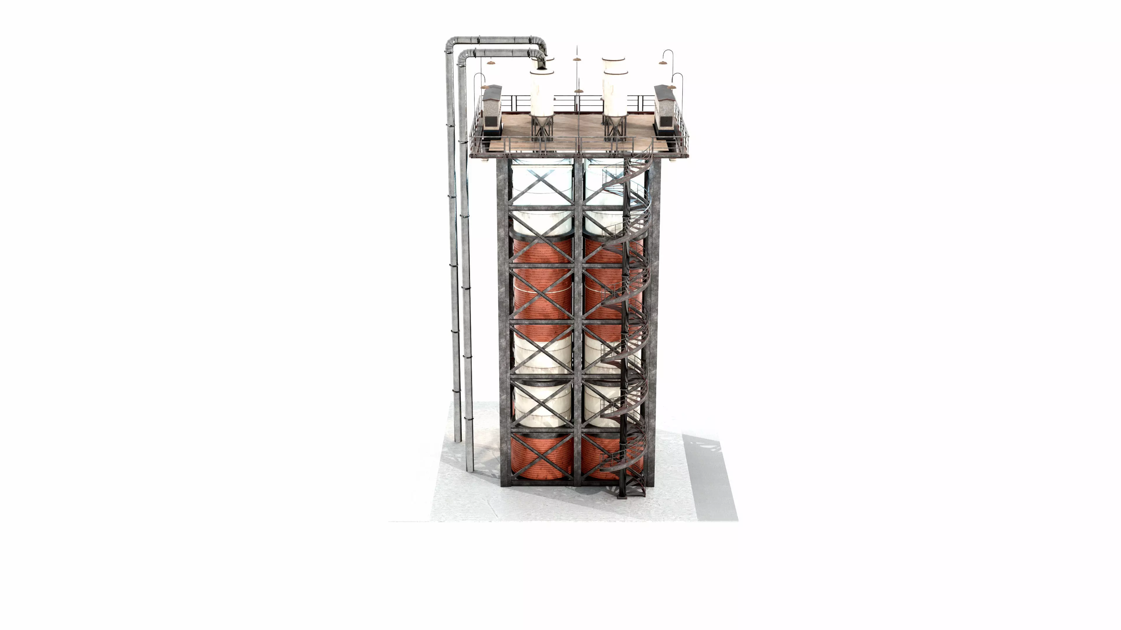 Industrial Distillation Processing Tower High Detail 3D Model 3D model_2