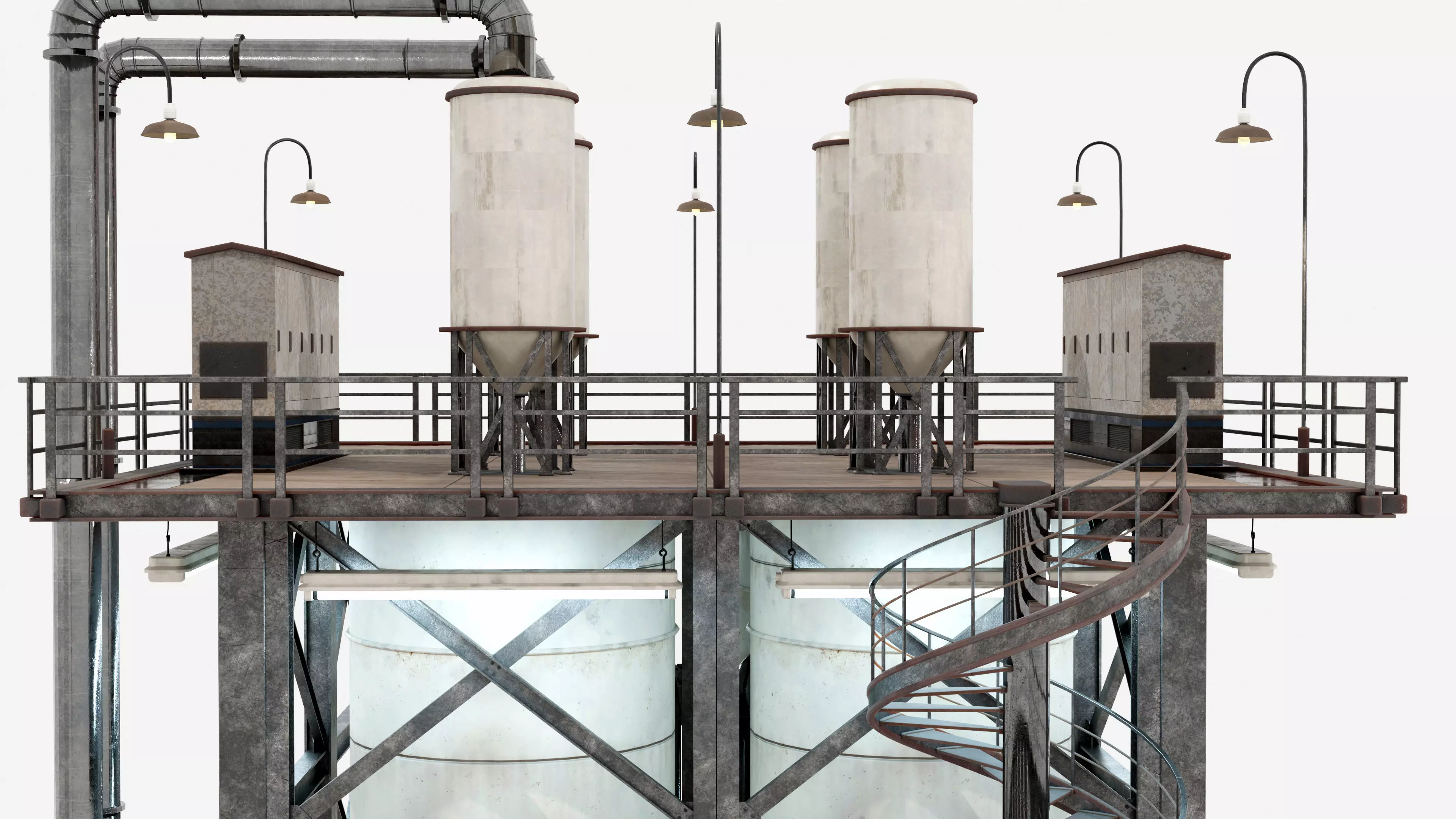 Industrial Distillation Processing Tower High Detail 3D Model 3D model_4
