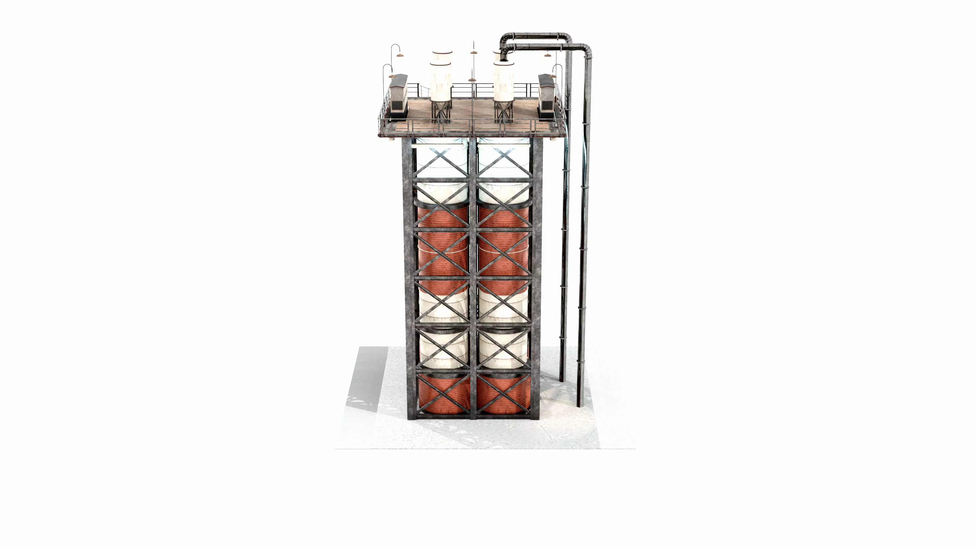 Industrial Distillation Processing Tower High Detail 3D Model 3D model_7