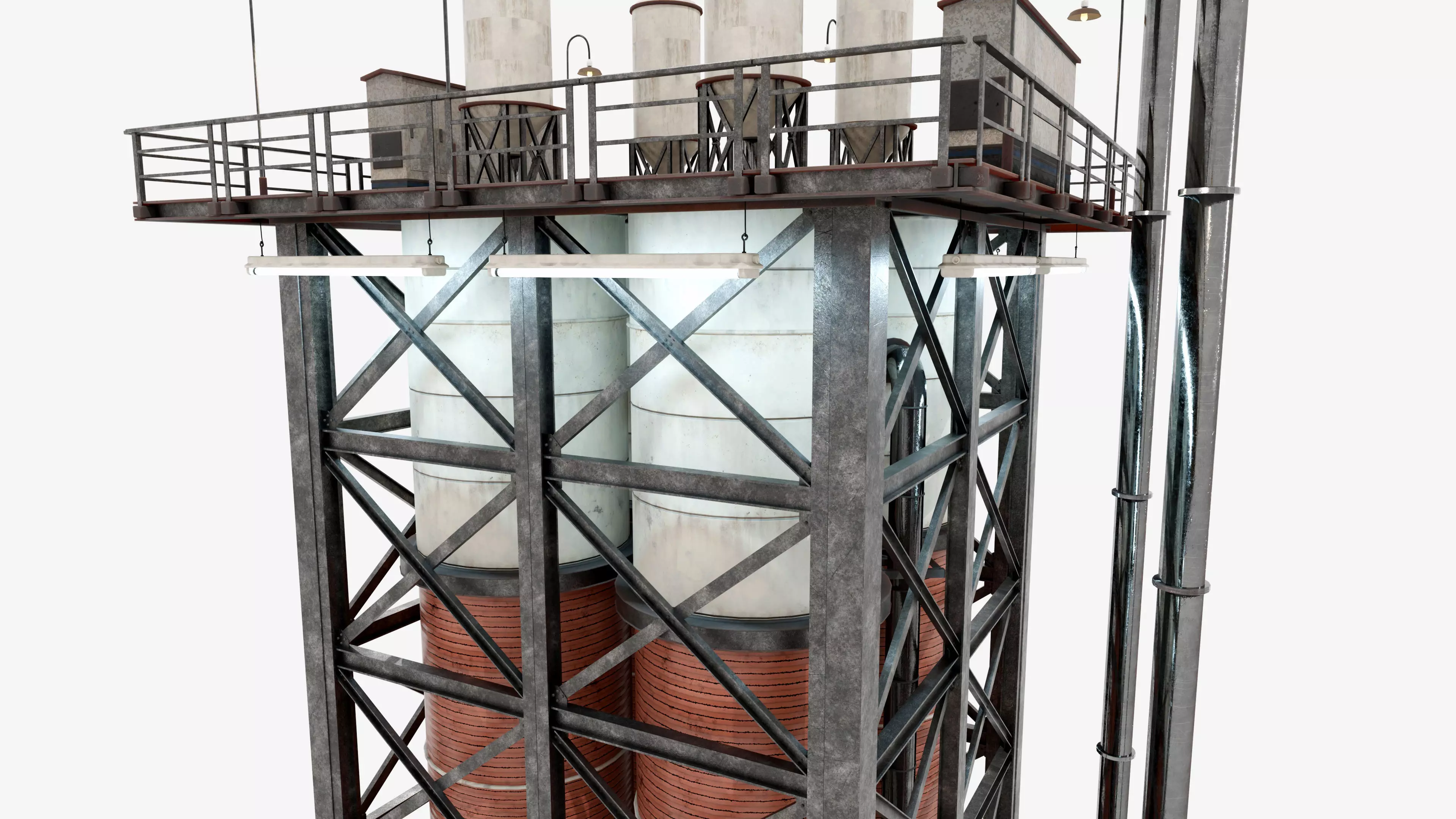 Industrial Distillation Processing Tower High Detail 3D Model 3D model_6