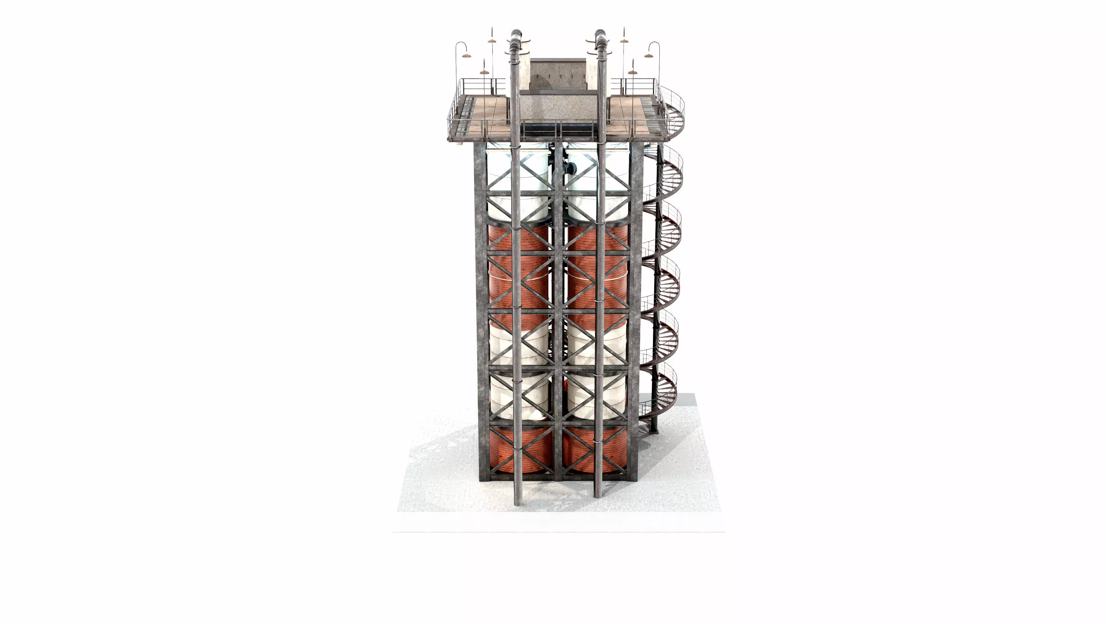 Industrial Distillation Processing Tower High Detail 3D Model 3D model_0