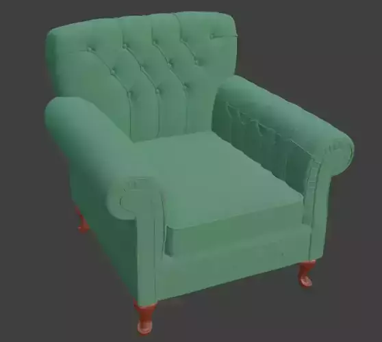 Vintage Green Tufted Armchair 3D model