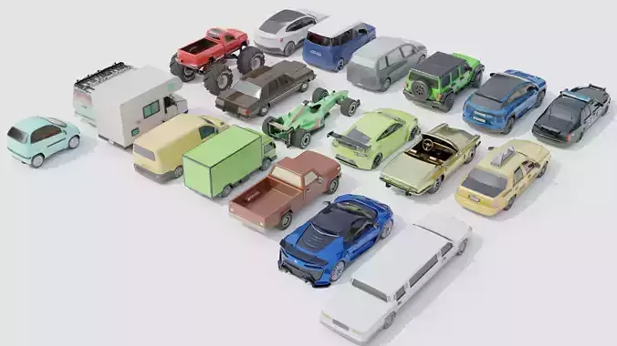 Ultimate Low Poly 3D Car Pack  20 Vehicles for Games Animations Low-poly 3D model 4