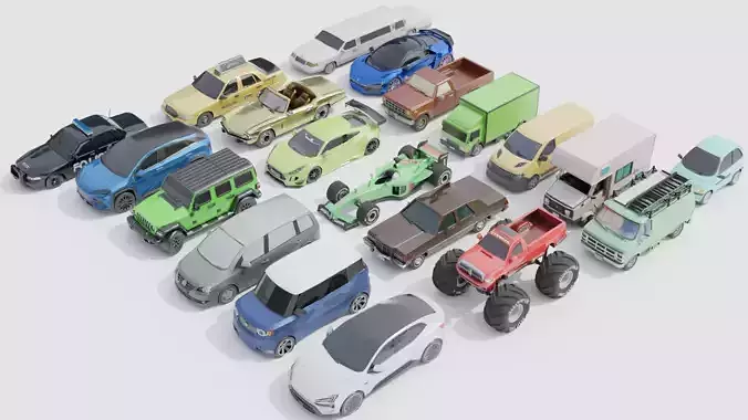 Ultimate Low Poly 3D Car Pack  20 Vehicles for Games Animations Low-poly 3D model 2