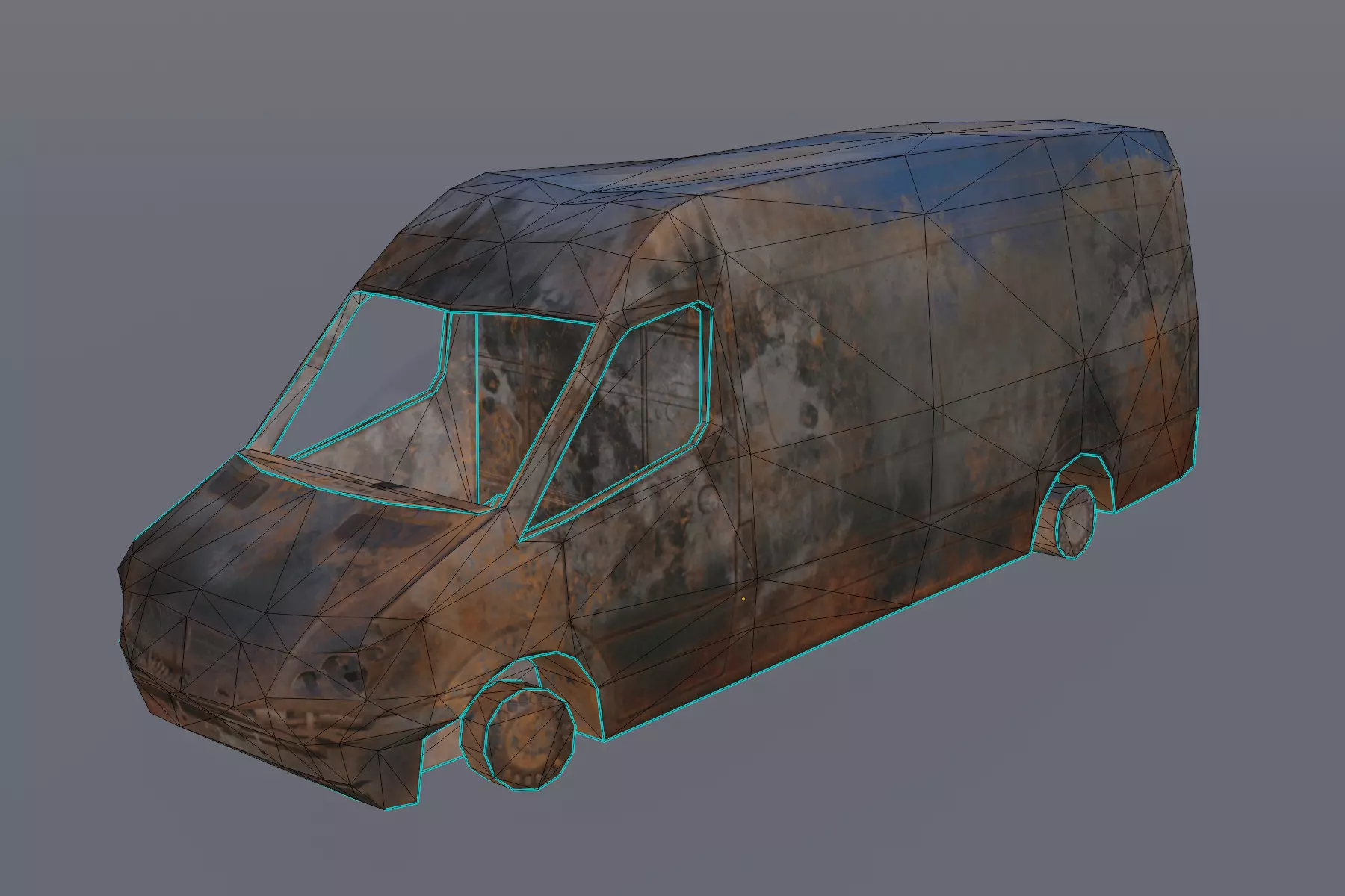 Van Burnt Free low-poly 3D model_1