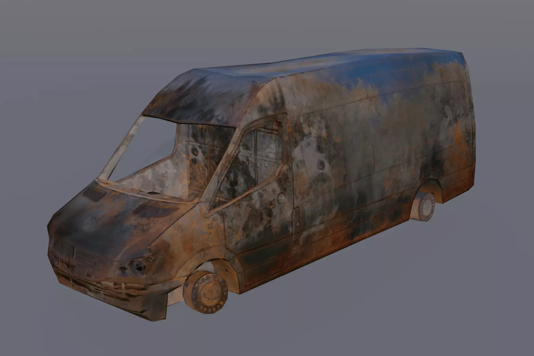 Van Burnt Free low-poly 3D model_0