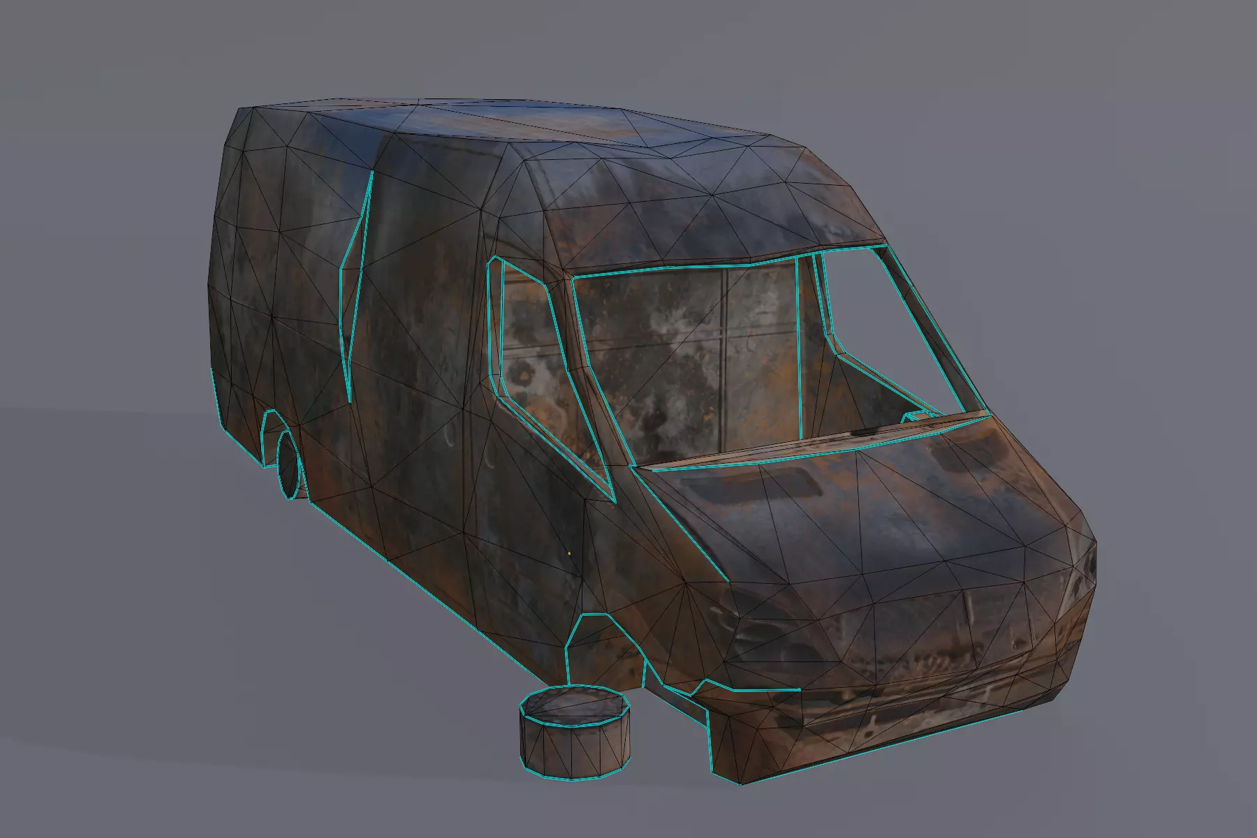 Van Burnt Free low-poly 3D model_3