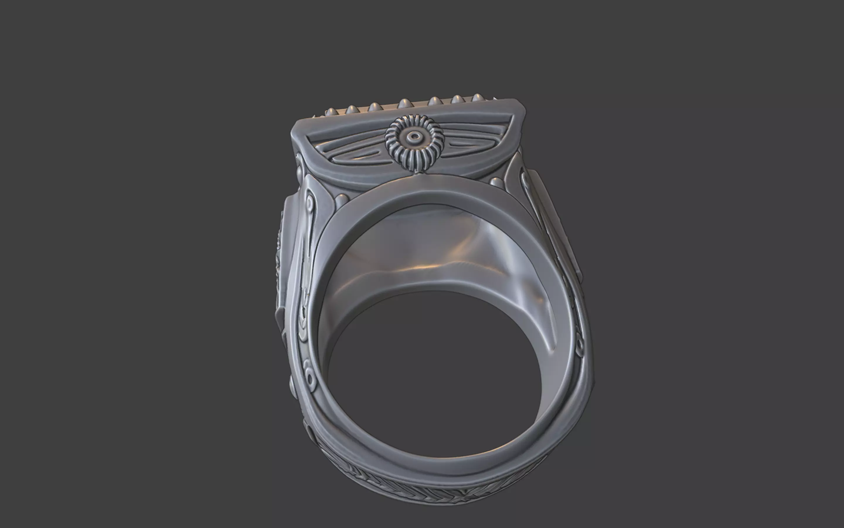 ornamental scrollwork square mandala silver ring 3D print model_13