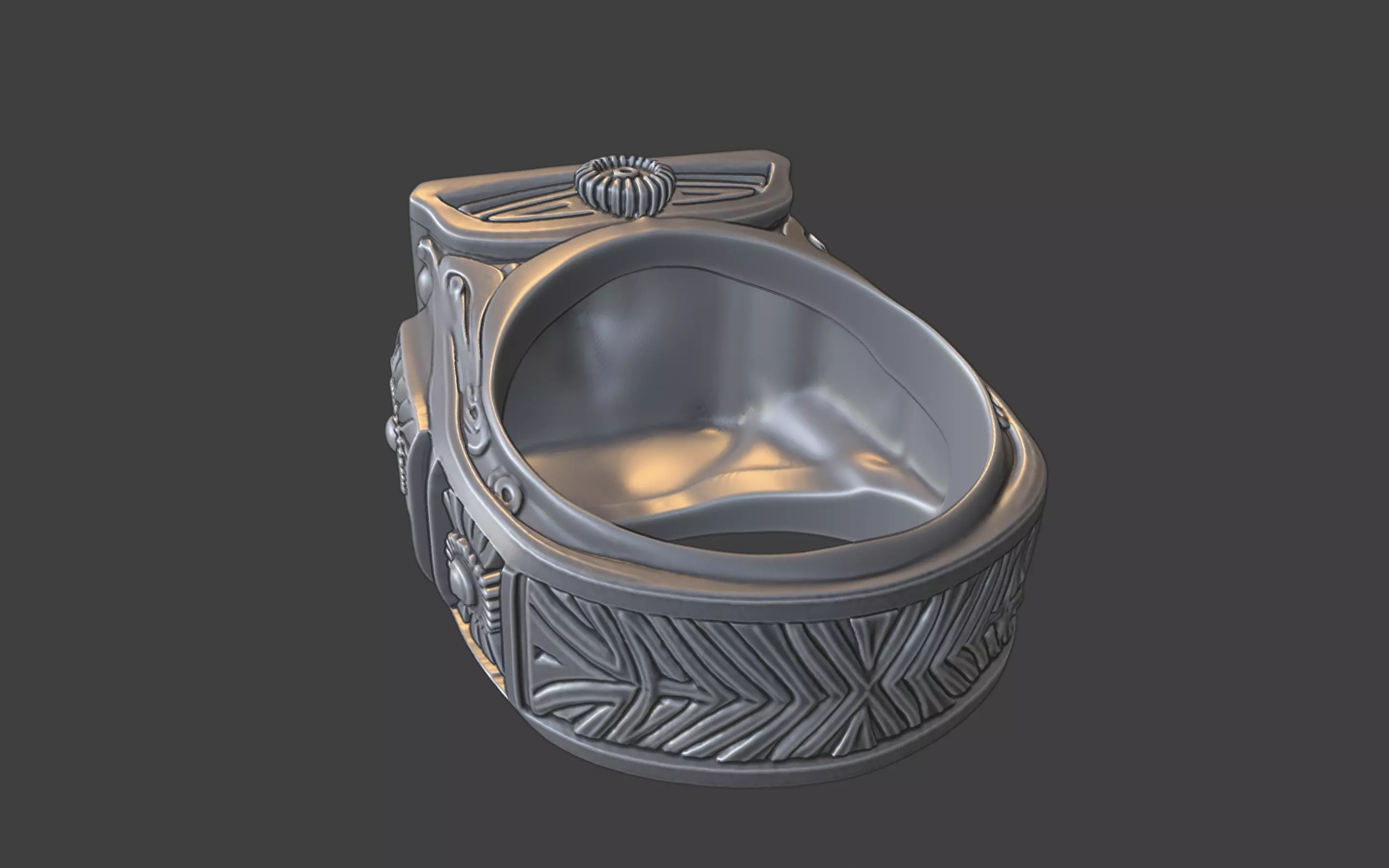 ornamental scrollwork square mandala silver ring 3D print model_16