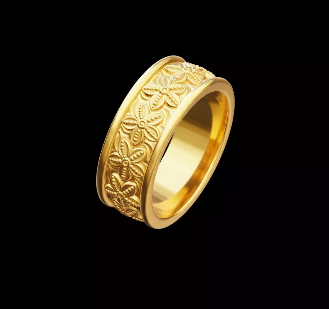 Free Floral Gold Ring 3D Model STL Download Free 3D print model