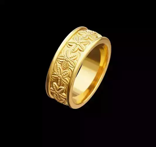 Free Floral Gold Ring 3D Model STL Download Free 3D print model