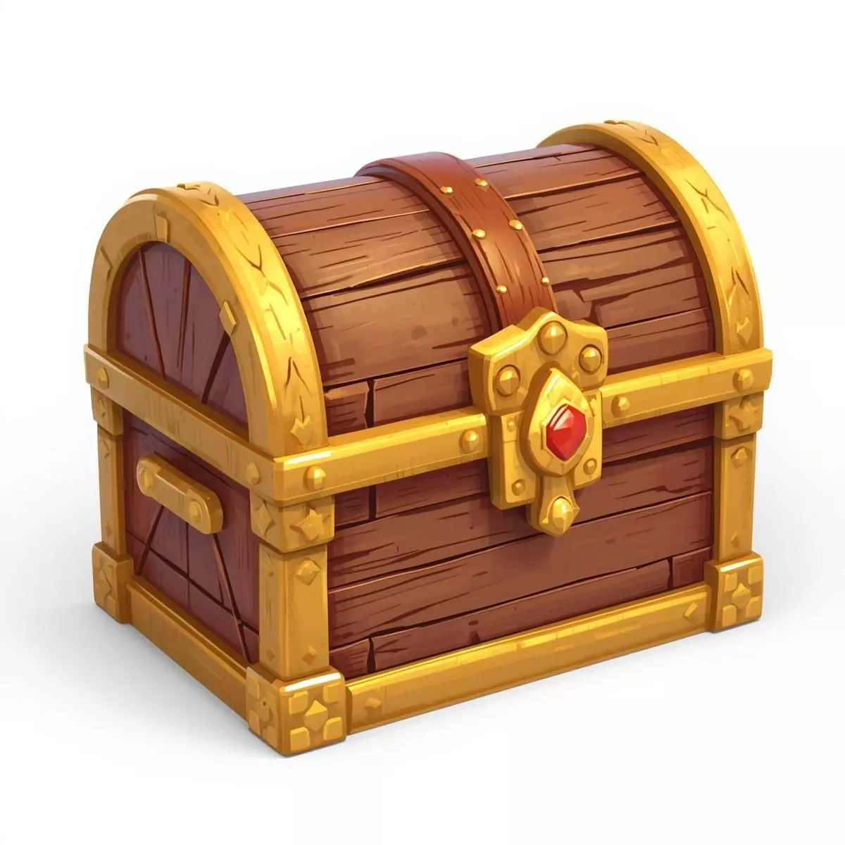 Golden Cartoon Treasure Chest 3D Model Low-poly 3D model_0