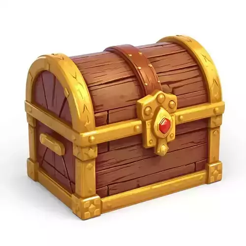 Golden Cartoon Treasure Chest 3D Model