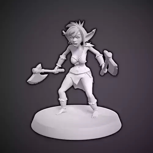 Female Goblin Barbarian - 3D Miniature and Character Sheet
