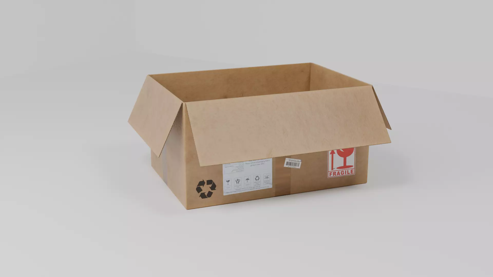 Cardboard Mailing Box opened Low-poly 3D model_1