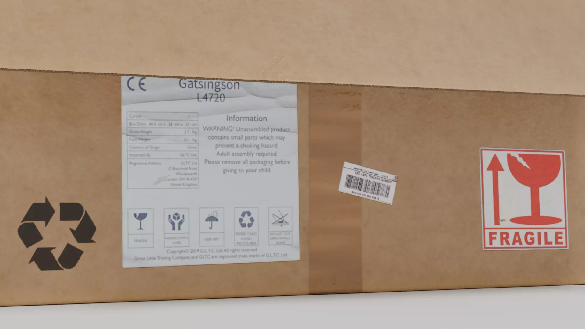 Cardboard Mailing Box opened Low-poly 3D model_7