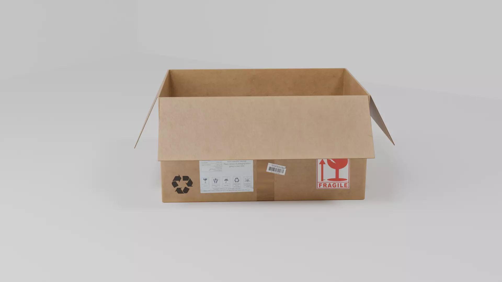 Cardboard Mailing Box opened Low-poly 3D model_4